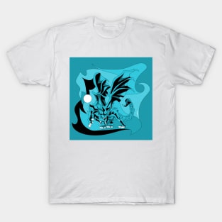 blue manticore manticora ecopop lion winged beast art T-Shirt